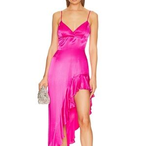 BARDOT hot pink satin dress size small
